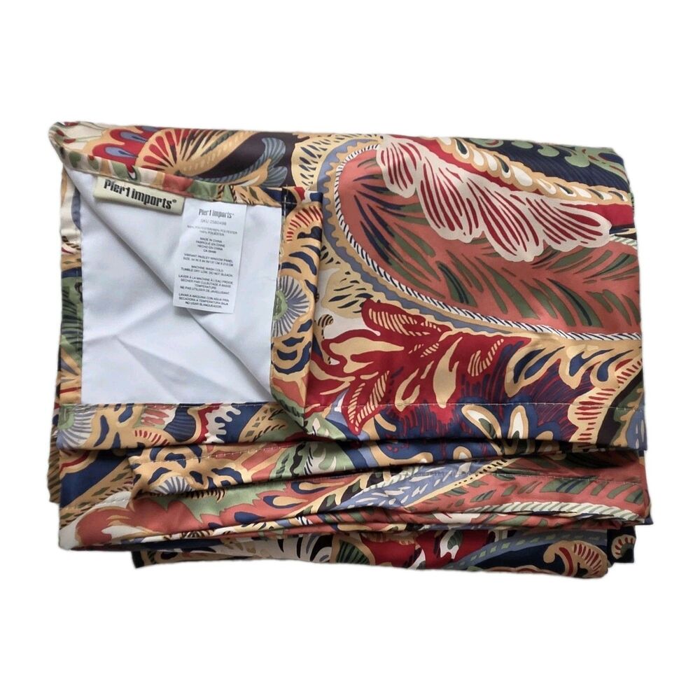 Pier 1 Set (2) Imports Curtain Panels Vibrant Paisley Window 54" x 84" Lined New